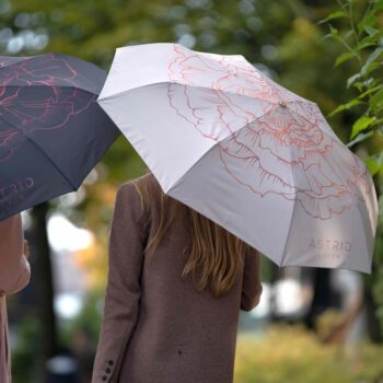photo with two women with umbrellas