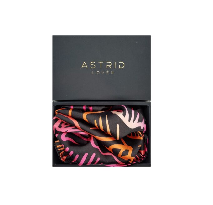 Astrid Loven Handmade Black satin silk Scarf for Gift